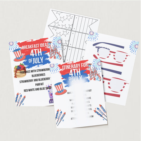 4th of July Itinerary Ideas and Craft PDF - printable file