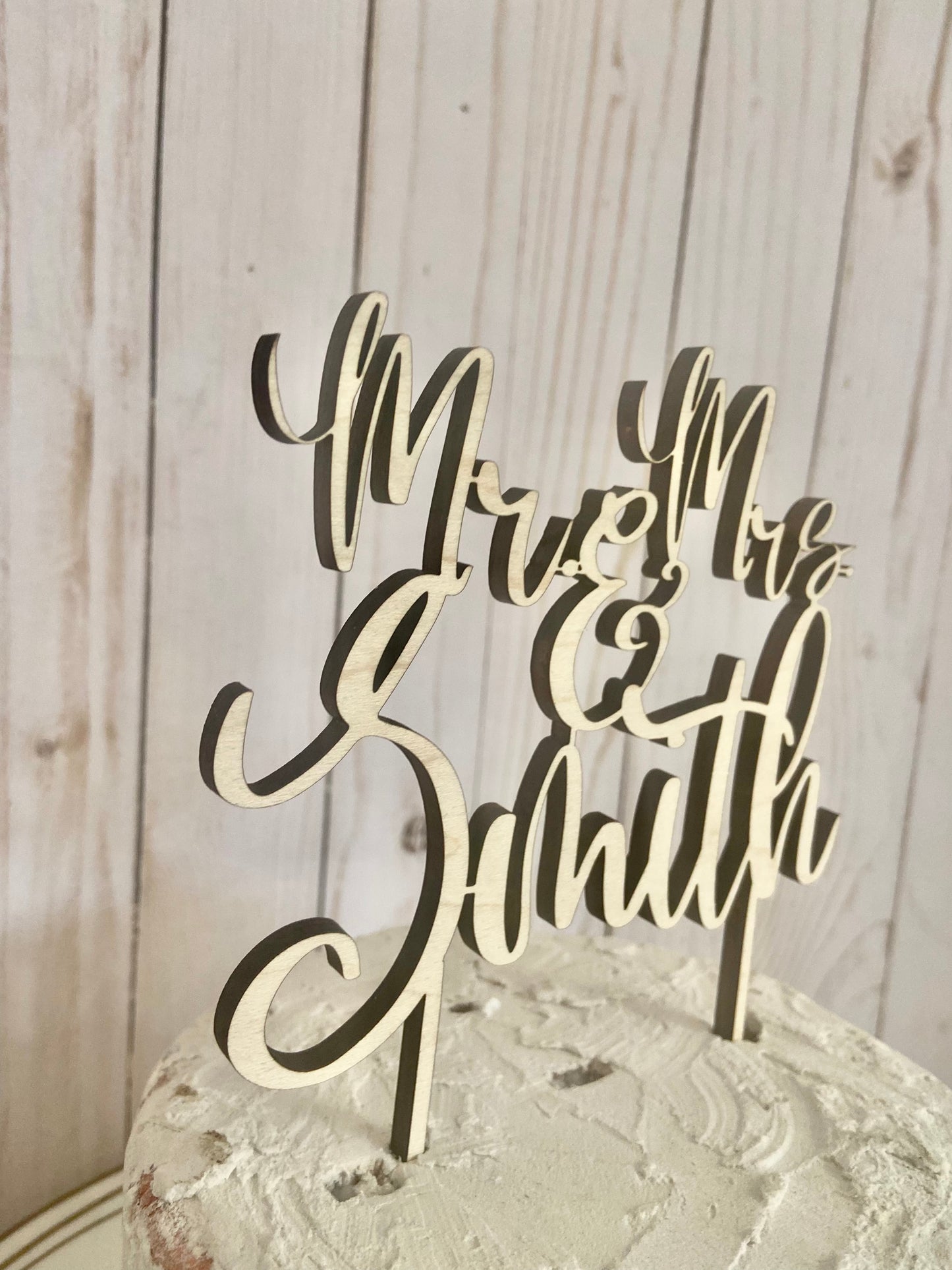 Personalized wood cake topper