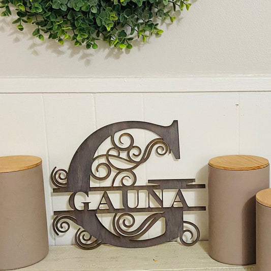 Wood Split Monogram Sign | Family Sign | Wood Sign | Last name sign|