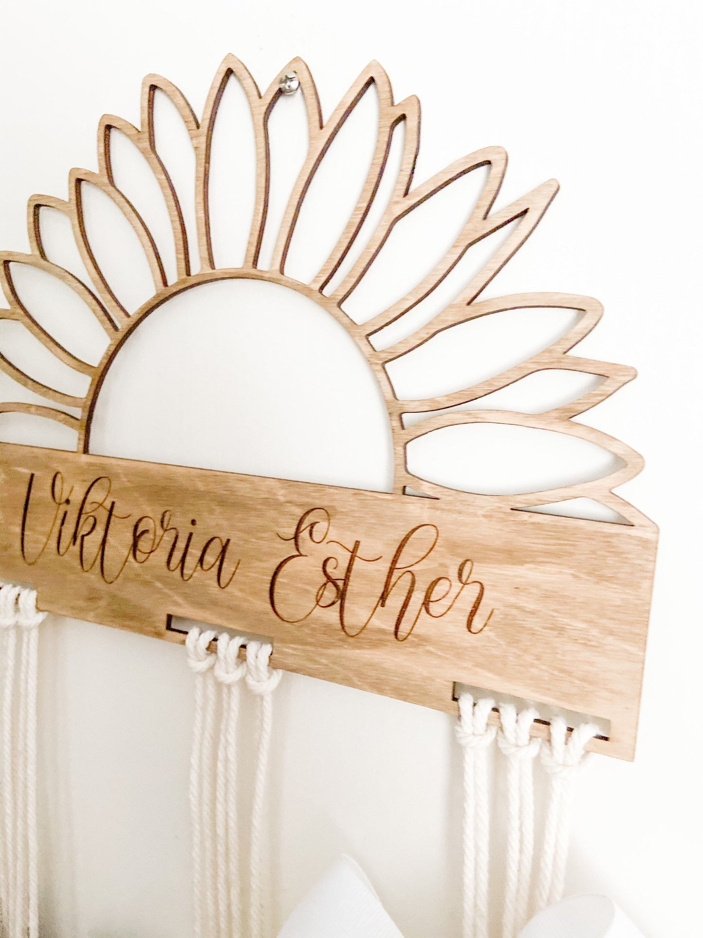 Sunflower Bow Holder | Wood bow holder | Personalizad bow holder