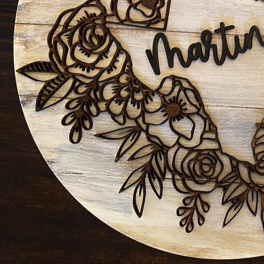 Floral Texas Sign | Personalized Texas sign | Floral sign | Wood Texas Sign