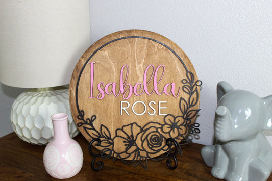 Flower Name Sign | baby girl nursery sign | wood nursery sign