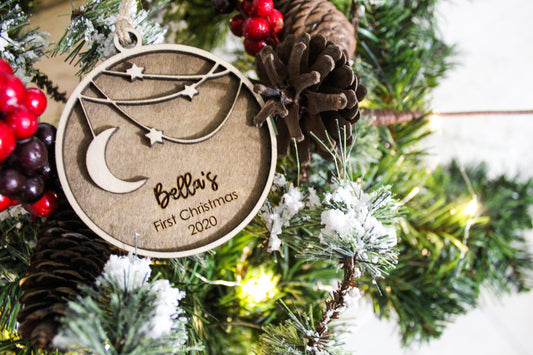 Moon and Stars Ornament | Wood ornament | personalized Ornament