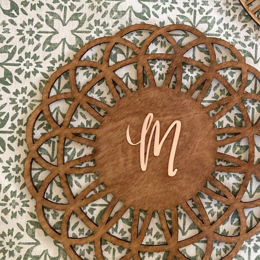 Boho wood sign | Personalized wood sign | Rattan circle sign