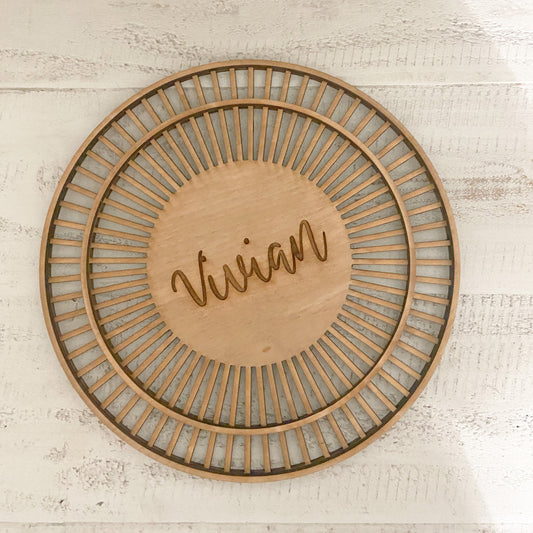 Boho wood sign | Personalized wood sign | Rattan windmill sign