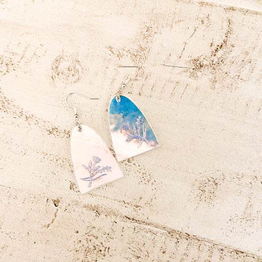 Iridescent floral acrylic earring