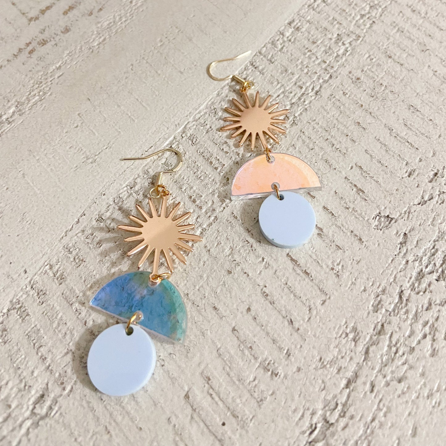 Iridescent sun acrylic earring
