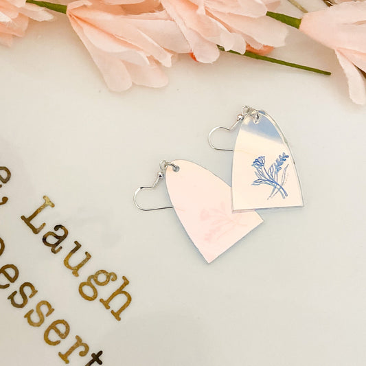 Iridescent floral acrylic earring