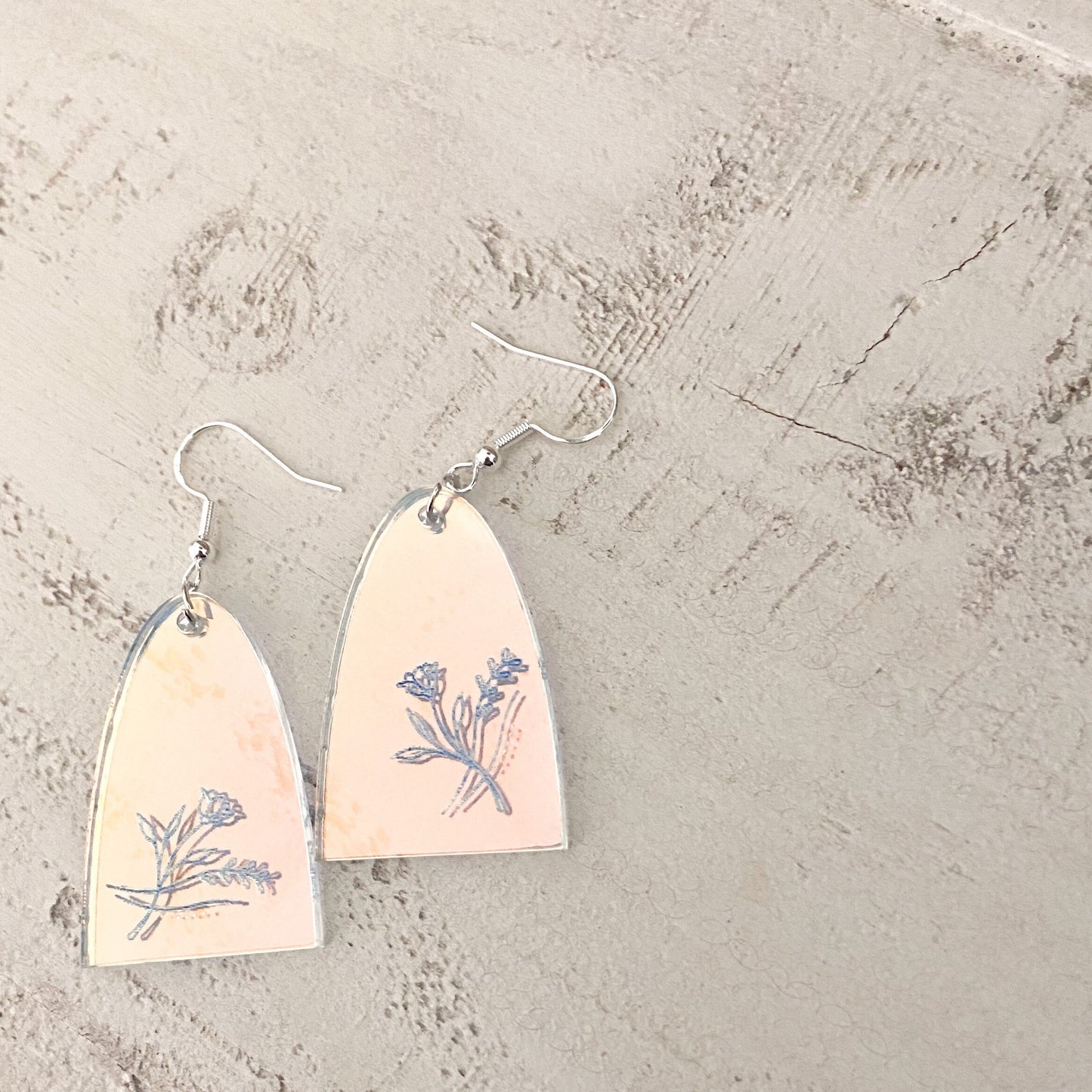 Iridescent floral acrylic earring