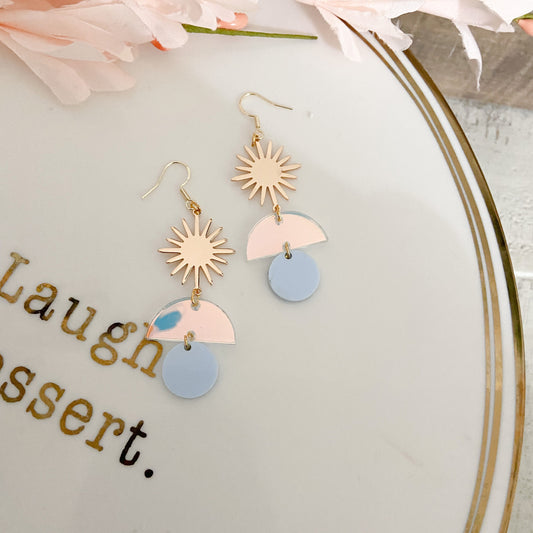 Iridescent sun acrylic earring