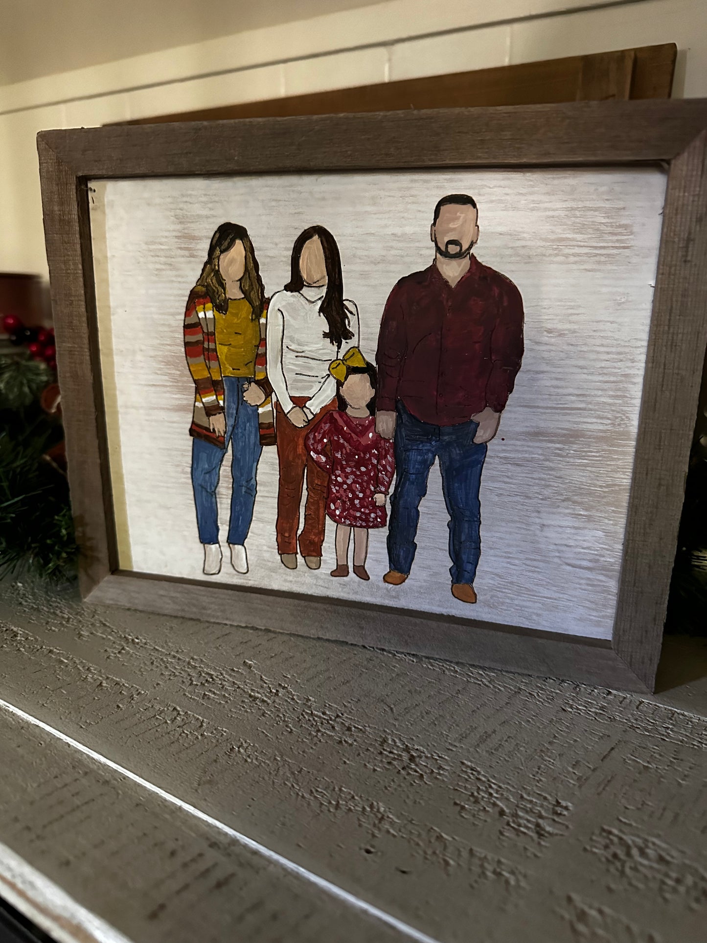 Hand painted Silhouette portrait - faceless portrait - wood portrait