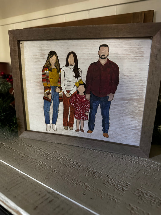 Hand painted Silhouette portrait - faceless portrait - wood portrait