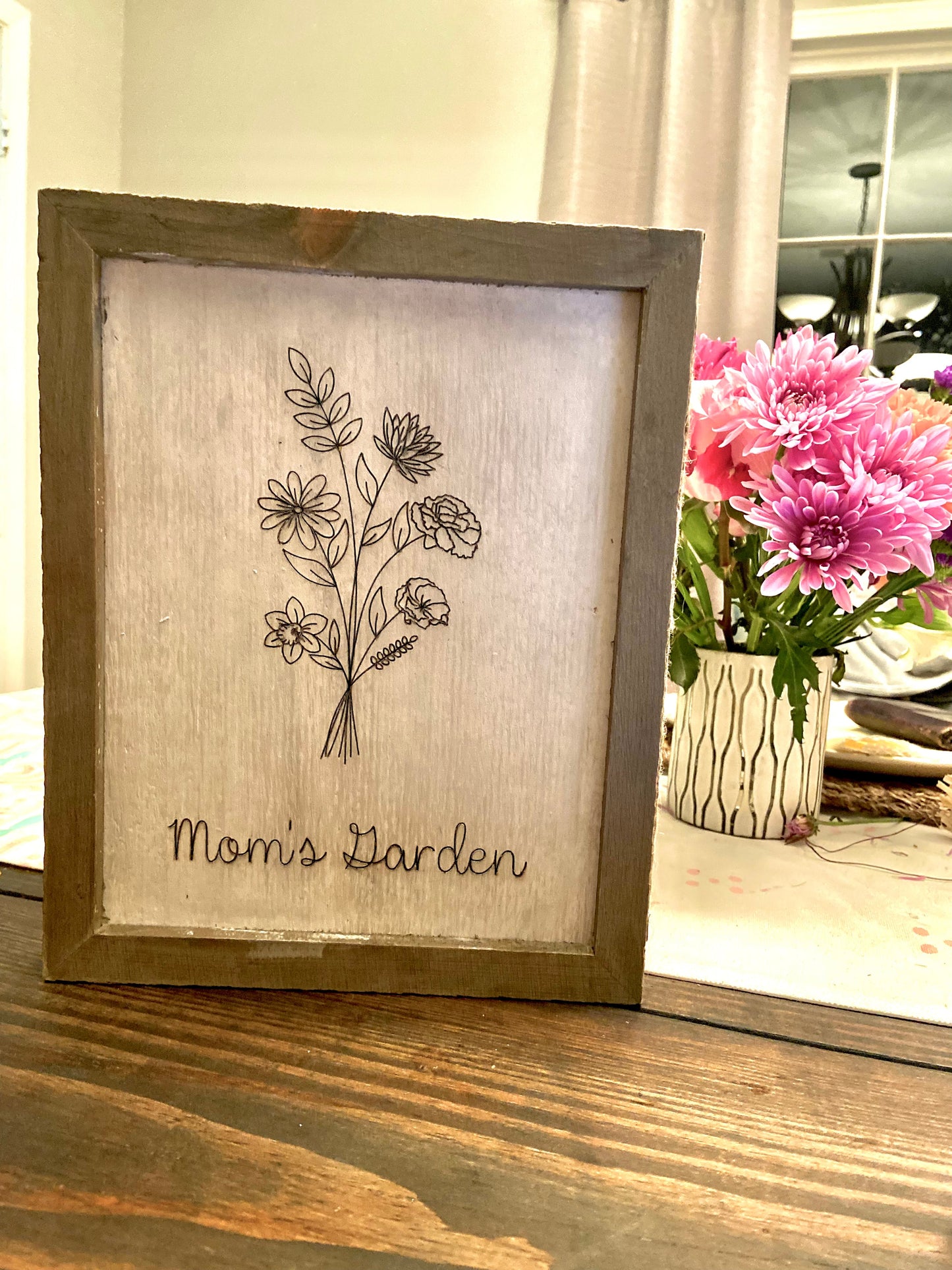 Wildflower bouquet more than 10 flowers- month flower personalized frame - more than 10 flowers