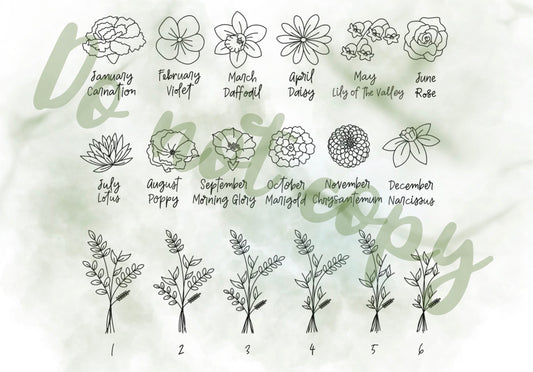 Wildflower bouquet more than 10 flowers- month flower personalized frame - more than 10 flowers