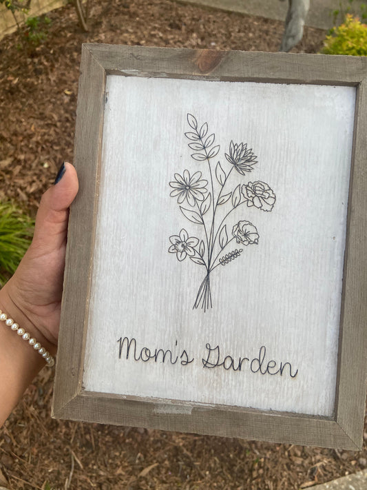 Wildflower bouquet more than 10 flowers- month flower personalized frame - more than 10 flowers