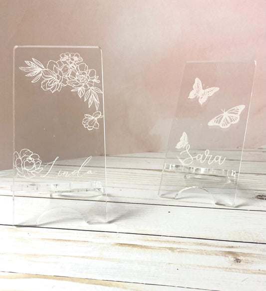 Personalized clear phone stand