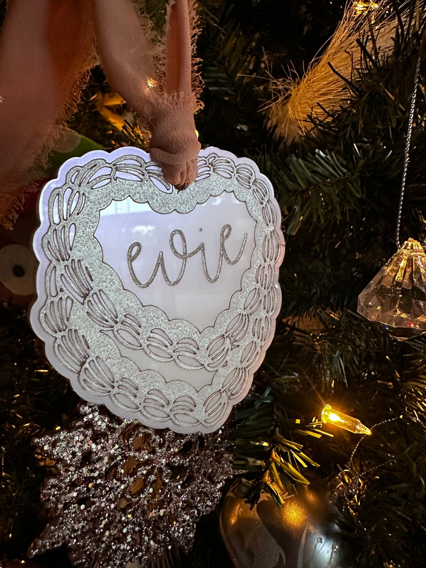 Blank space heart cake ornament