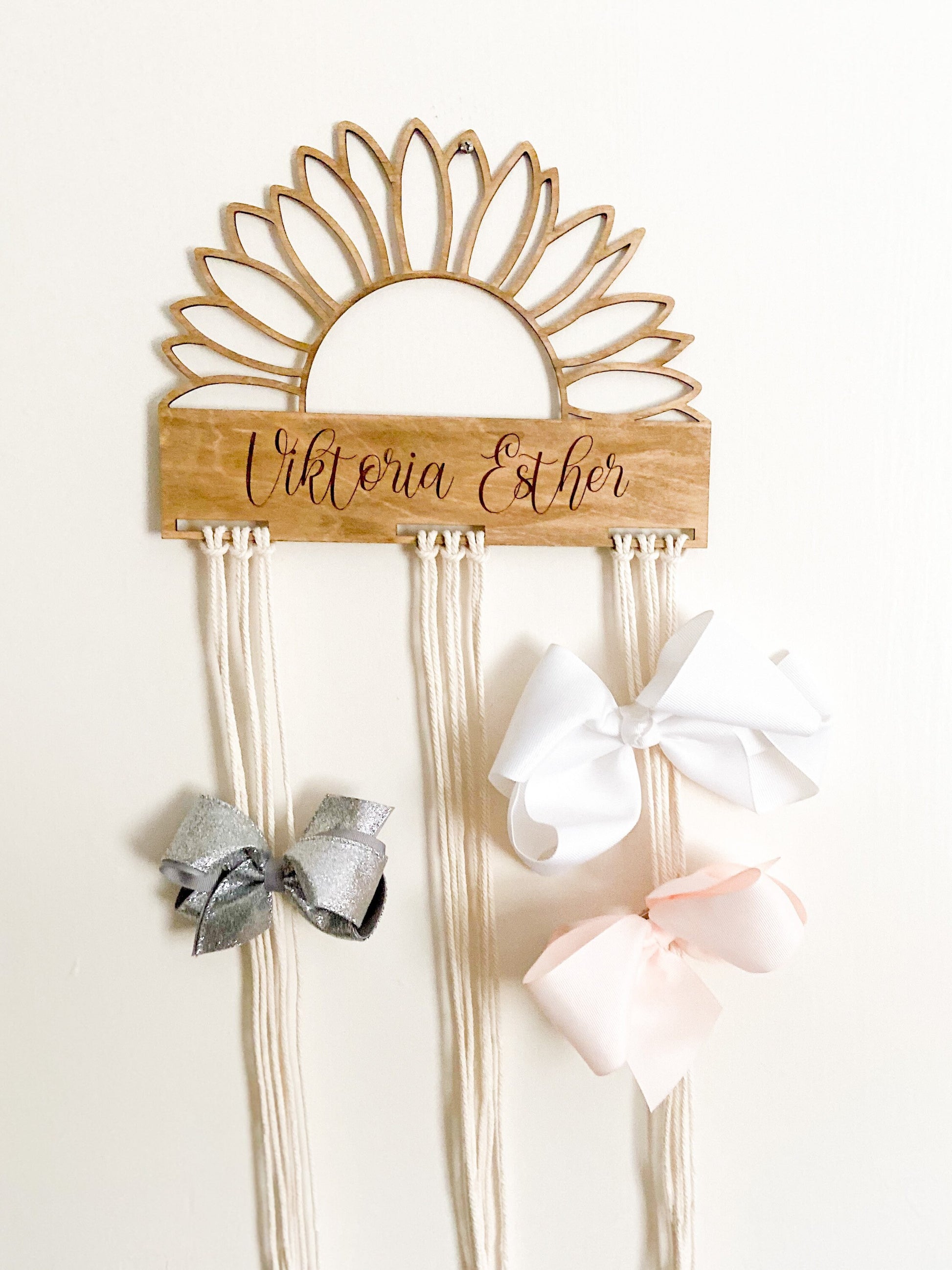 Sunflower Bow Holder | Wood bow holder | Personalizad bow holder
