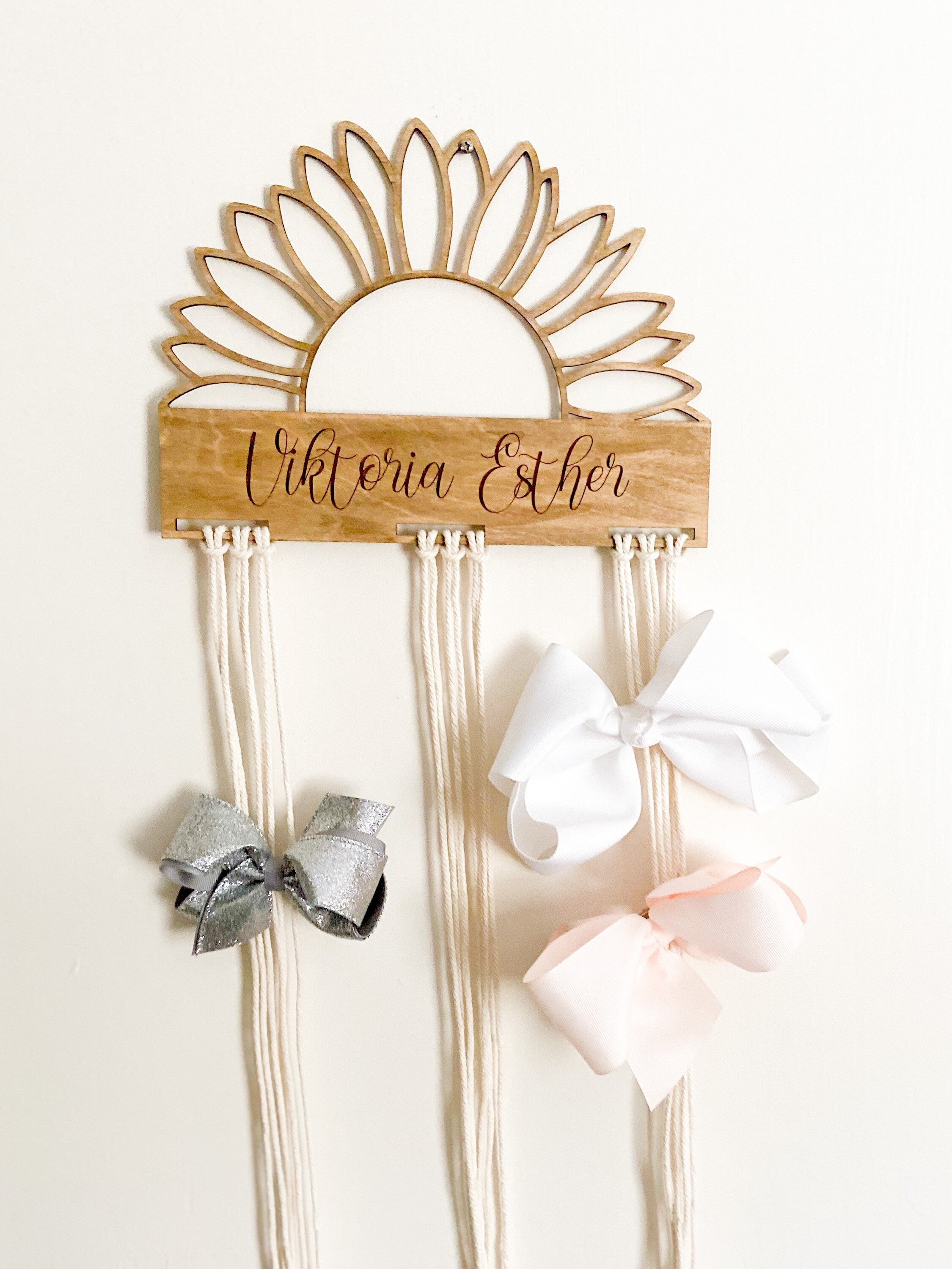 Sunflower Bow Holder | Wood bow holder | Personalizad bow holder