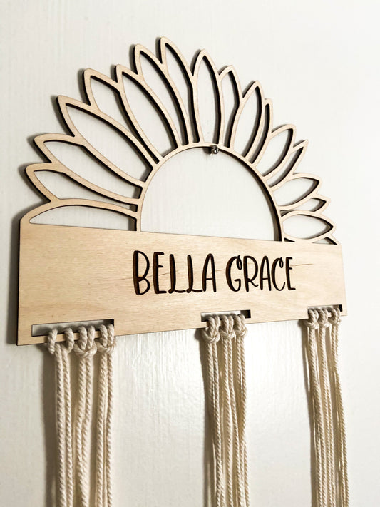 Sunflower Bow Holder | Wood bow holder | Personalizad bow holder