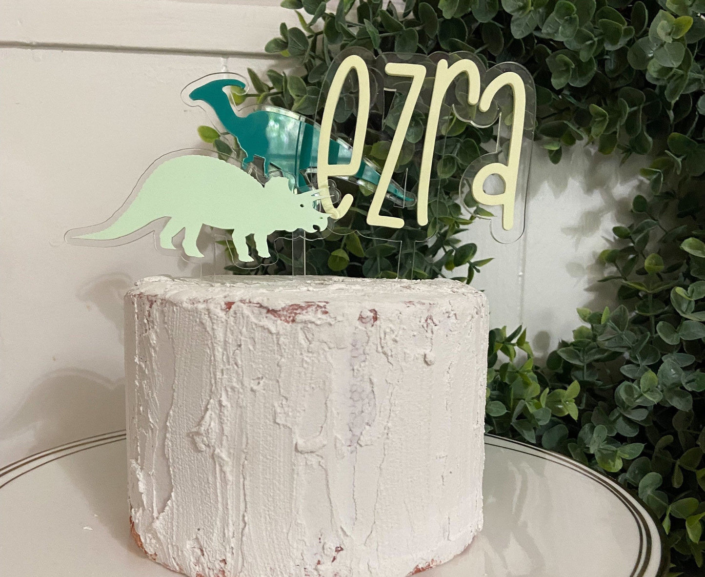 Personalized dinosaur cake topper