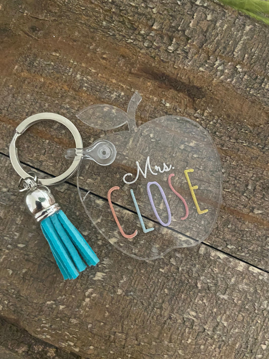 Personalized apple keychain | teacher keychain