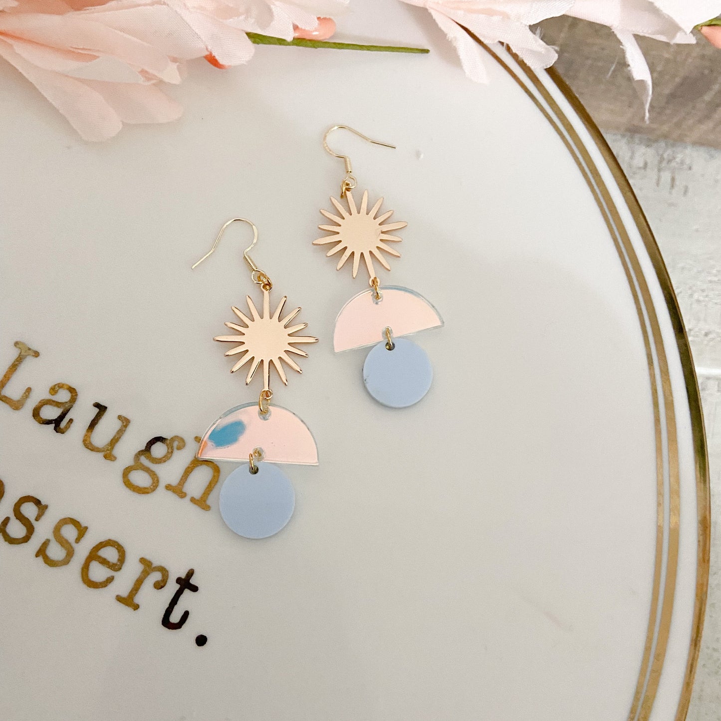 Iridescent sun  acrylic earring