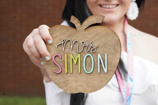 Personalized Apple sign | Teacher sign | Name Sign