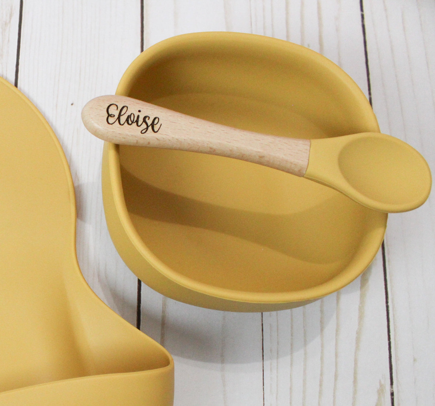 Personalized silicone bowl and spoon set