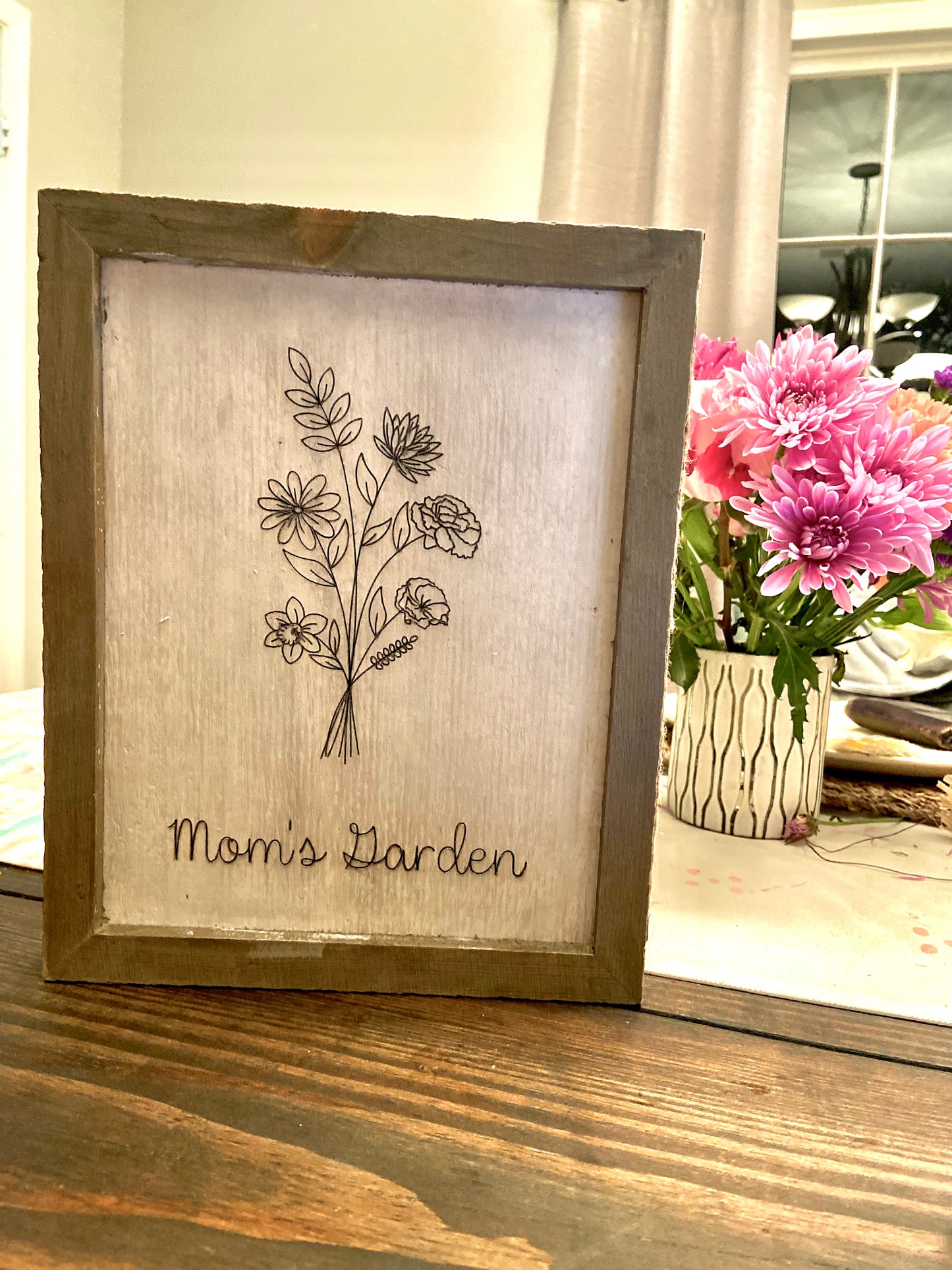 Wildflower bouquet- month flower personalized frame